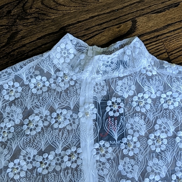 N by Nancy Pearl Embellished Sheer Tunic, Size M - Picture 2 of 5